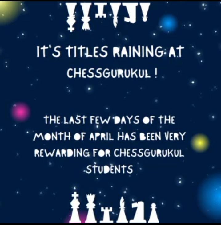 Read more about the article It’s titles raining at Chessgurukul 🥇🏅🏆 !!!!!!